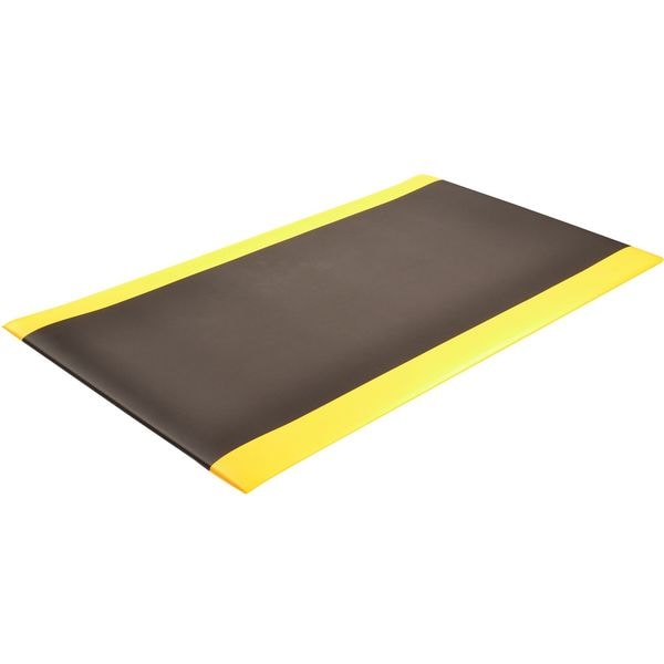 Notrax Antifatigue Mat, 60 ft. L x 4 ft. W, 1/2" Thickness, Closed Cell PVC Foam, Corrugated, Black/Yellow - 413R0048BY