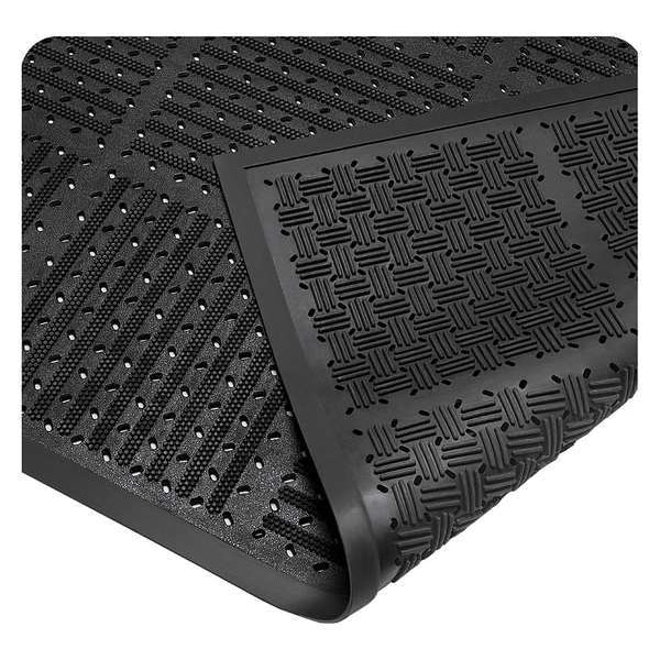 Wearwell Entrance Mat, Rubber, 7/16" Thick, Black, 3 ft W x 6 ft L - 227
