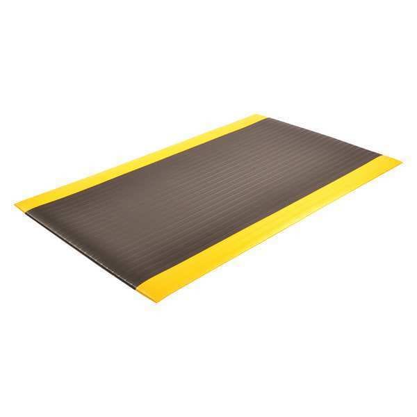 Notrax Antifatigue Mat, 30 ft. L x 4 ft. W, 3/8" Thickness, Closed Cell PVC Foam, Corrugated, Black/Yellow - 410S3430BY