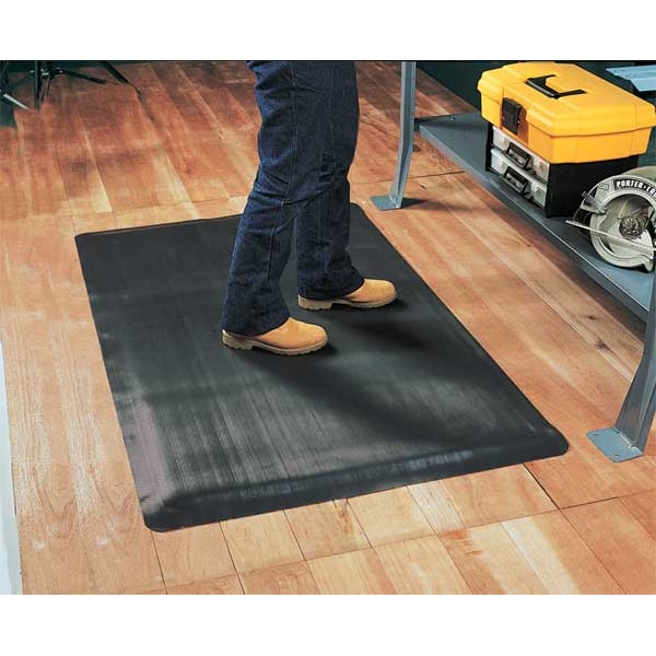 Notrax Antifatigue Mat, 5 ft L x 3 ft W, 1/2 in Thickness, Vinyl, Corrugated, Black - 474S0035BL