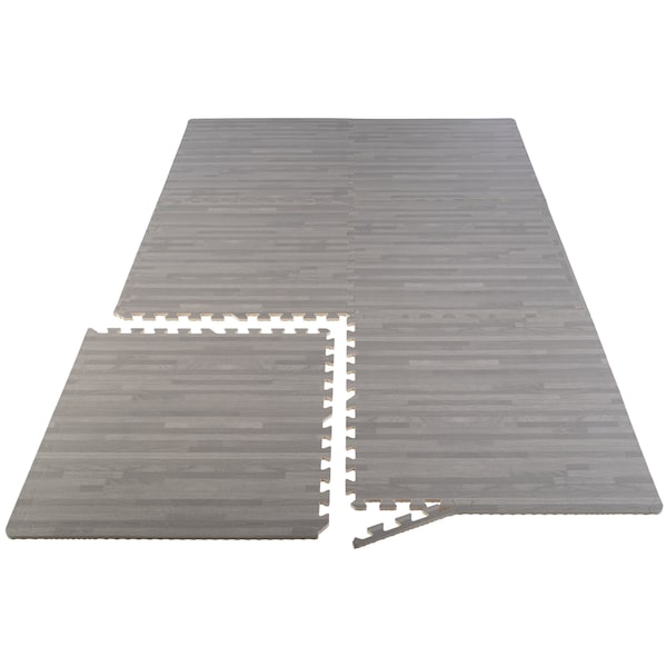 Stalwart Foam Floor Mat 6PK - 24 SQFT, Gray Wood - 75-6406