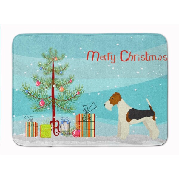 Carolines Treasures Fox Terrier Christmas Tree Machine Washable Memory Foam Mat - CK3538RUG