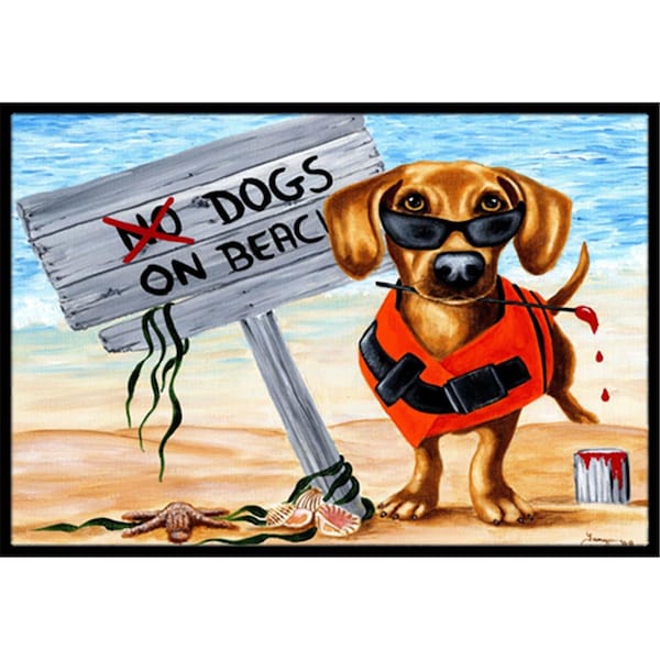 Carolines Treasures The Dog Beach Dachshund Indoor or Outdoor Mat- 24 x 36 - AMB1341JMAT