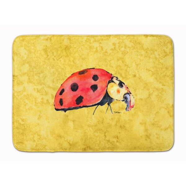 Carolines Treasures Lady Bug on Yellow Machine Washable Memory Foam Mat - 8867RUG