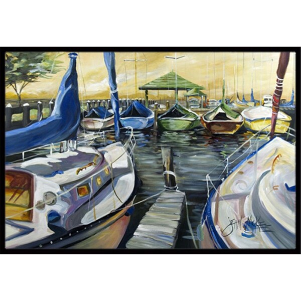 Carolines Treasures Seven Boats Sailboats Indoor and Outdoor Mat- 24 x 36 in. - JMK1075JMAT