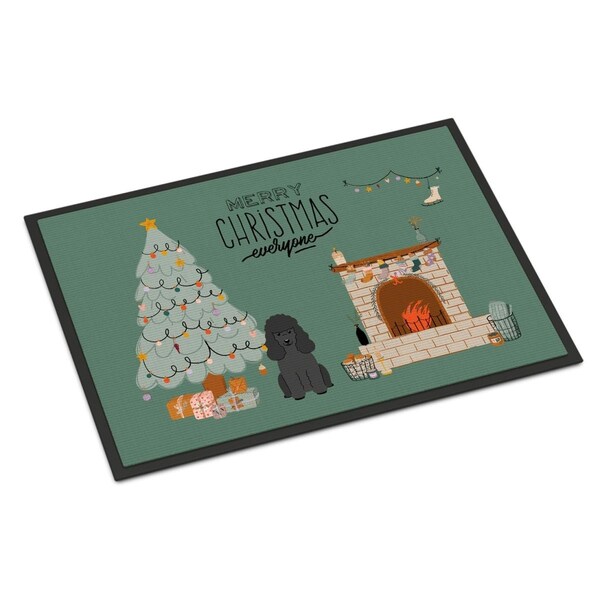 Carolines Treasures 18 x 27 in. Black Poodle Christmas Everyone Indoor or Outdoor Mat - CK7634MAT