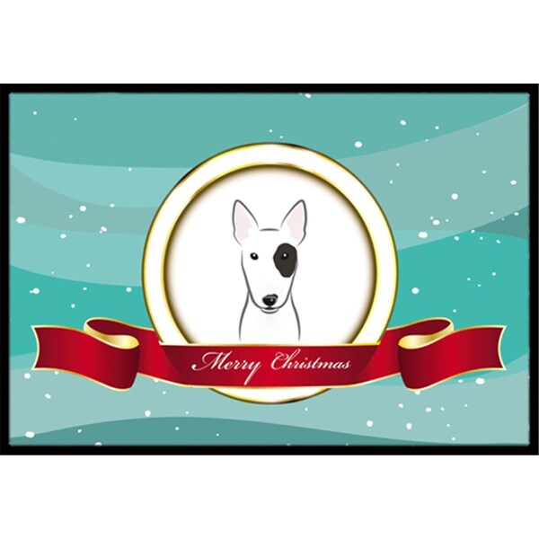 Carolines Treasures Bull Terrier Merry Christmas Indoor and Outdoor Mat- 18 x 27 in. - BB1519MAT