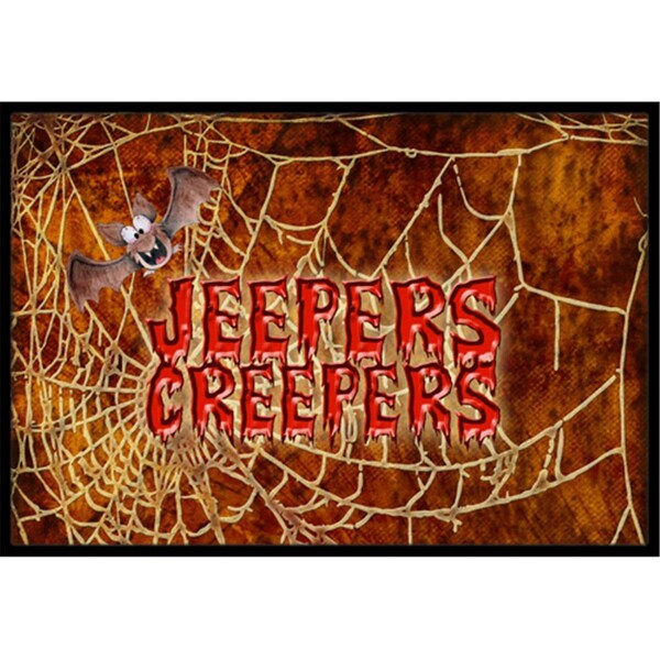 Carolines Treasures Jeepers Creepers With Bat and Spider Web Halloween Doormat- 24 x 36 in. - SB3018JMAT