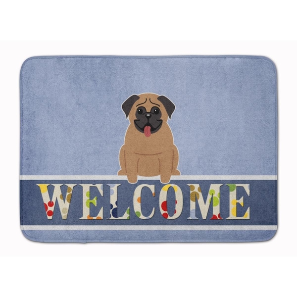 Carolines Treasures Pug Brown Welcome Machine Washable Memory Foam Mat - BB5586RUG