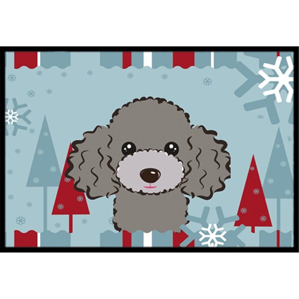 Carolines Treasures Winter Holiday Silver Gray Poodle Indoor and Outdoor Mat- 18 x 27 in. - BB1755MAT