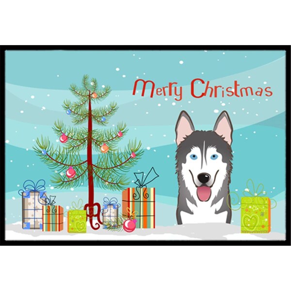 Carolines Treasures Christmas Tree and Alaskan Malamute Indoor or Outdoor Mat- 18 x 27 - BB1590MAT
