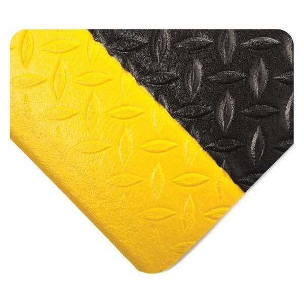 Wearwell Antifatigue Mat, 60 ft. L x 4 ft. W, 1/2" Thickness, Diamond Tuf Sponge, Black/Yellow - 452.12X4X60BYL