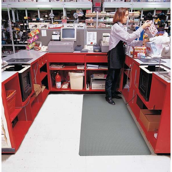 Notrax Antifatigue Mat, 12 ft. L x 3 ft. W, 3/4" Thickness, Vinyl, Bubble, Black/Yellow - 782S0312YB