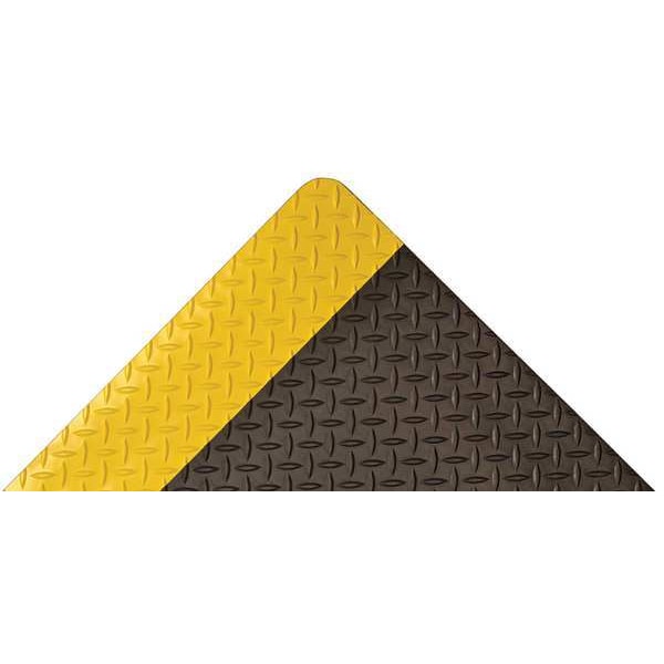 Notrax Antifatigue Mat, 75 ft. L x 3 ft. W, 9/16" Thickness, Nitrile Rubber, Diamond Plate, Black/Yellow - 490R3675YB
