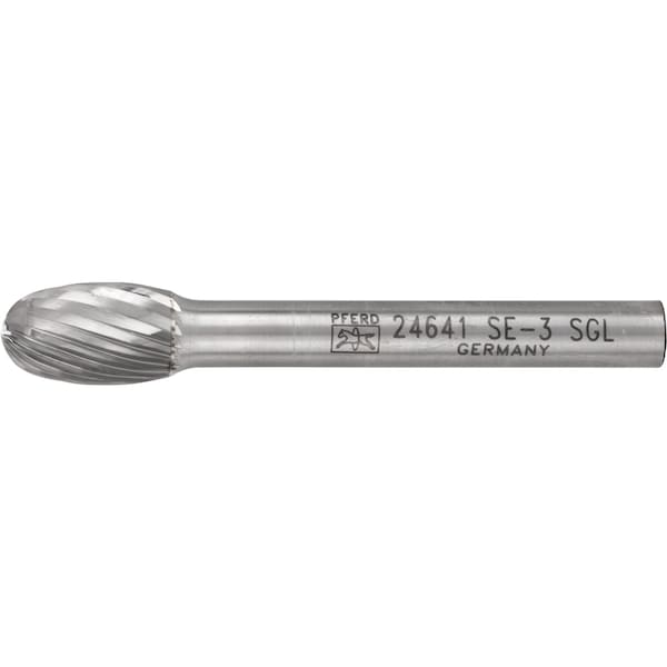Pferd Carbide Bur - Oval Shape, SGL Cut - 3/8" x 5/8" x 1/4" Shank - SE-3 - 24641