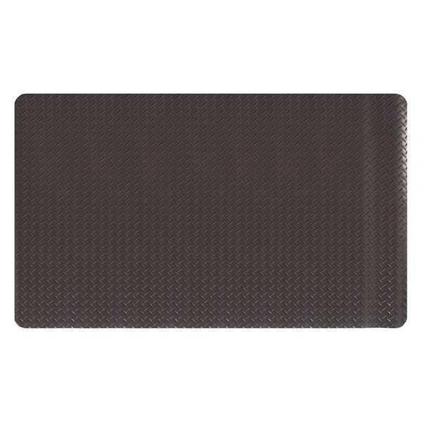 Apache Mills Antifatigue Mat, 5 ft. L x 3 ft. W, 11/16" Thickness, Diamond, Solid Black - 3916509003X5