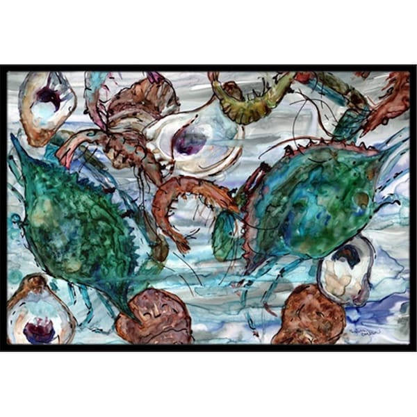 Carolines Treasures Shrimp- Crabs and Oysters in water Indoor or Outdoor Mat- 24 x 36 in. - 8965JMAT