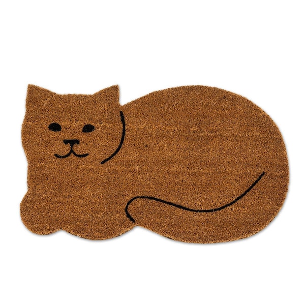 Abbott Collections 18 x 30 in. Resting Cat Shaped Doormat, Natural - AB-35-PFW-SH-1390