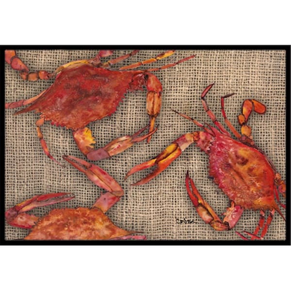Jensendistributionservices 24 x 36 In. Cooked Crabs on Faux Burlap Indoor or Outdoor Mat - MI2554116