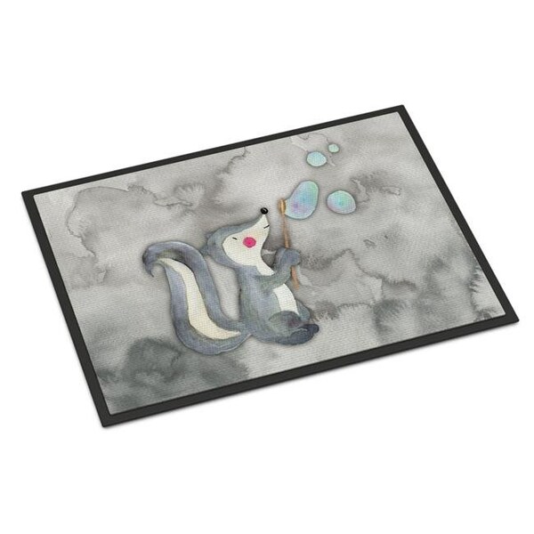 Carolines Treasures Carolines Treasures BB7352JMAT 24 x 36 in. Skunk & Bubbles Watercolor Indoor or Outdoor Mat - BB7352JMAT