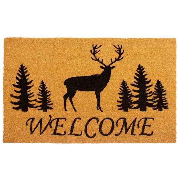 Configuracion 24 x 36 in. Elk Forest Welcome Rectangular Doormat Natural & Black - CO3360064