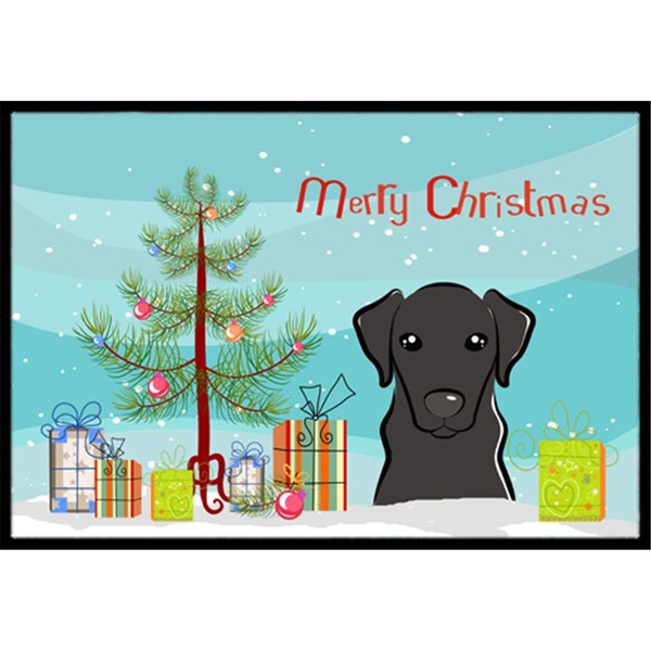 Carolines Treasures Christmas Tree and Black Labrador Indoor or Outdoor Mat- 18 x 27 - BB1607MAT