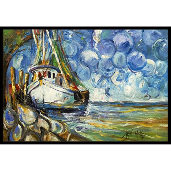 Carolines Treasures Shrimp Boat 101 Indoor and Outdoor Mat- 18 x 27 in. - JMK1080MAT