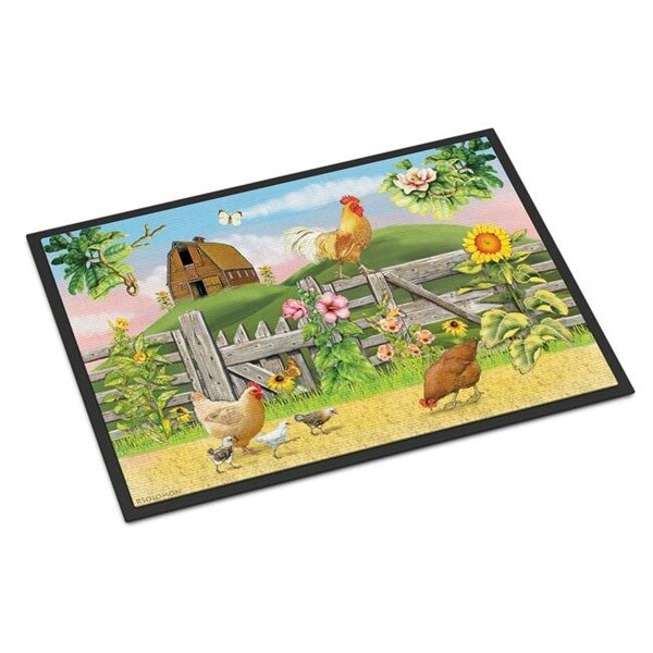 Carolines Treasures Carolines Treasures PRS4037MAT 18 x 27 in. Rooster On Fence Indoor or Outdoor Mat - PRS4037MAT