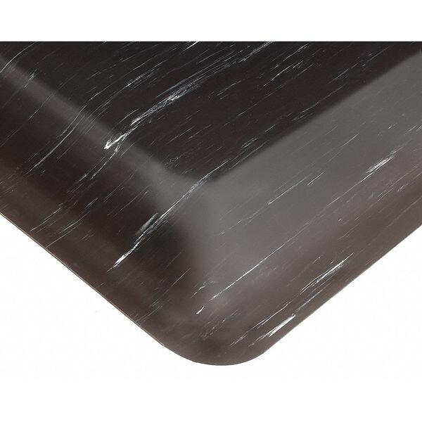 Wearwell Antifatigue Mat, 60 ft. L x 4 ft. W, 1/2" Thickness, Marble, Black - 420
