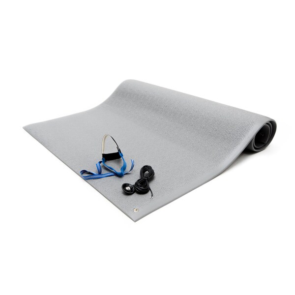 Bertech Antifatigue Mat, 3 ft. L x 3 ft. W, 0.375 in. Thickness, Gray - AF-3X3GRKT