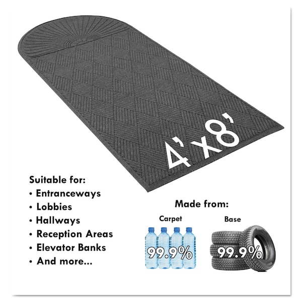 Guardian Floor Protection Floor Mat, 0.25" Thick, Charcoal, 96 in W x 36 in L - EGDDF030804