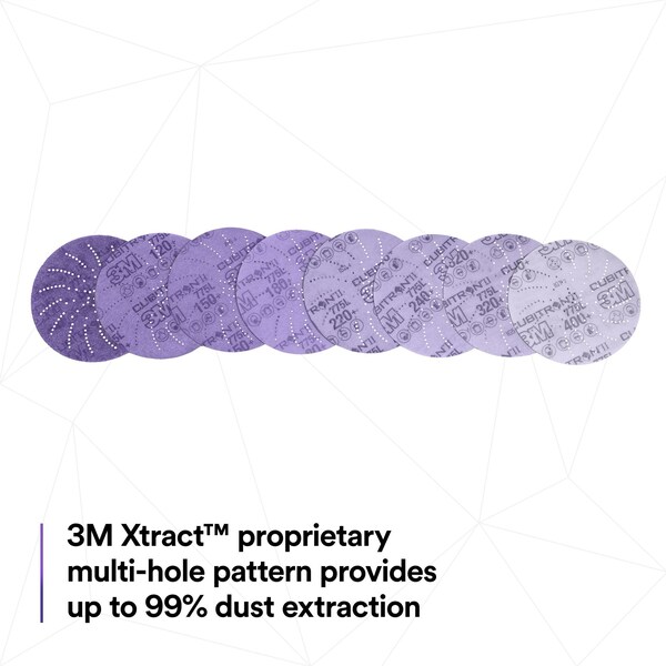 Xtract 3M Cubitron II Film Disc, 320+, 3 in, Die 300DS, 50/Carton, 250PK - 775L
