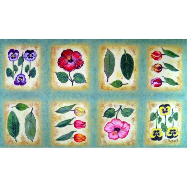 H2H Botanica Flower Tiles Doormat Rug, Green - 18 x 30 in. - H22548335