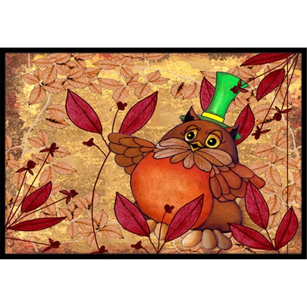 Carolines Treasures Hootie Fall Owl Indoor and Outdoor Mat- 18 x 27 in. - PJC1092MAT