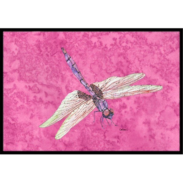 Carolines Treasures 18 x 27 In. Dragonfly on Pink Indoor or Outdoor Mat - 8891MAT