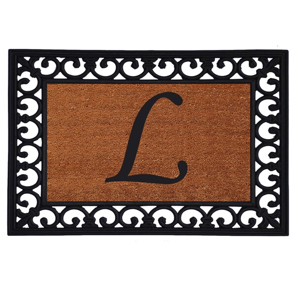 Calloway Mills Monogram Insert Door Mat, Rubber, Black, Natural, 19 in W x 25 in L - 180041925L