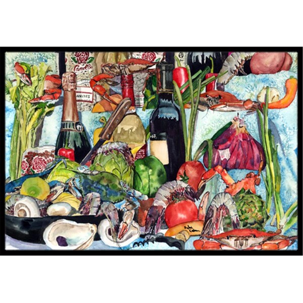 Carolines Treasures 18 x 27 In. Wine Crab Shrimp and Oysters Indoor or Outdoor Mat - 8915MAT
