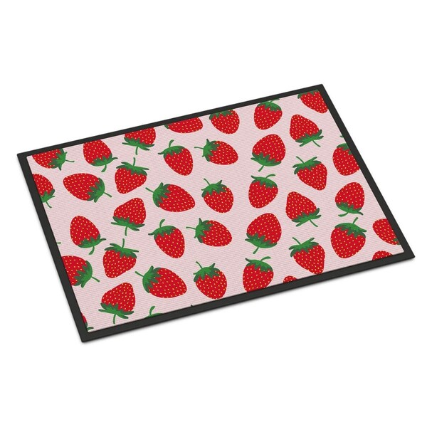 Carolines Treasures Strawberries on Pink Indoor or Outdoor Mat, 24 x 36 in. - BB5146JMAT