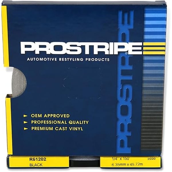 Prostripe Single Color Multiple Striping Tape, 150 ft x 5/16 in, Black Ultra Metallic - R420123