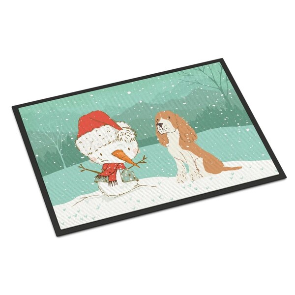Carolines Treasures 18 x 27 in. Red Spaniel Snowman Christmas Indoor or Outdoor Mat - CK2072MAT