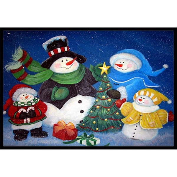 Carolines Treasures The Family Gathering Snowman Indoor and Outdoor Mat- 24 x 36 in. - PJC1086JMAT
