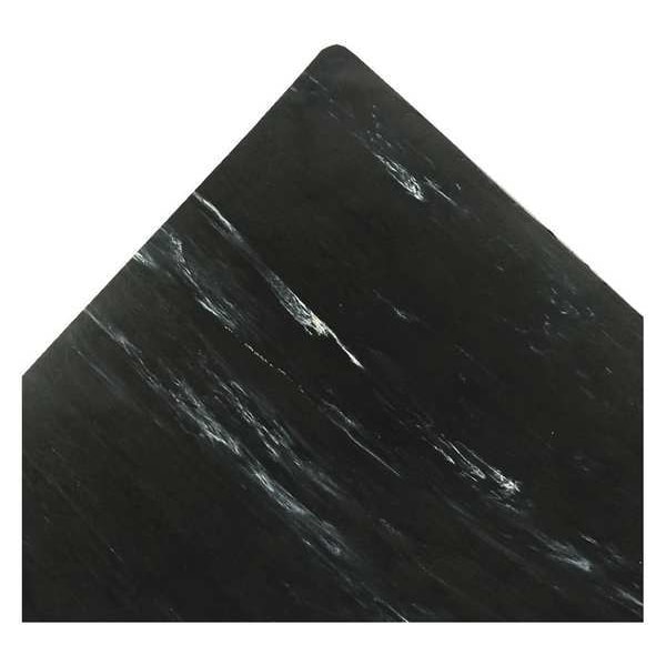 Notrax Antifatigue Mat, 3 ft L x 2 ft W, 1/2 in Thickness, Vinyl, Marble, Black/White - 470S2436BL