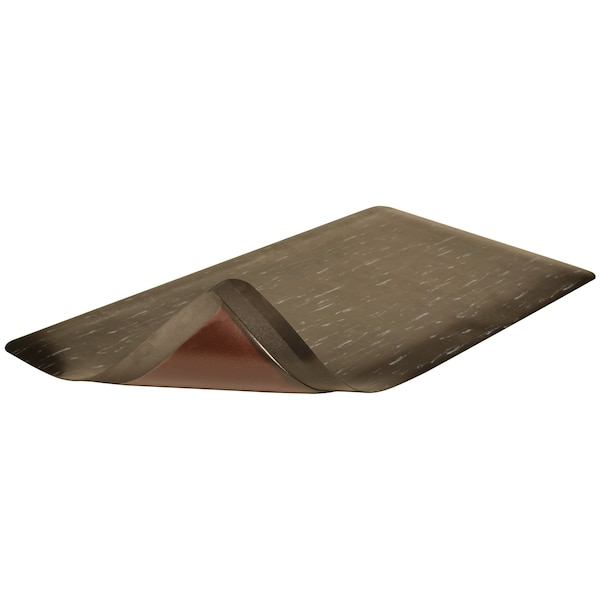 Notrax Antifatigue Mat, 3 ft L x 2 ft W, 1/2 in Thickness, Vinyl, Marble, Black/White - 470S2436BL