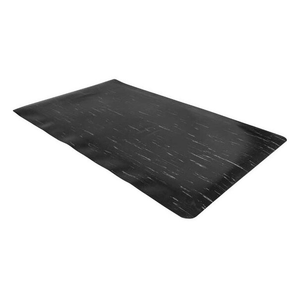 Notrax Antifatigue Mat, 3 ft L x 2 ft W, 1/2 in Thickness, Vinyl, Marble, Black/White - 470S2436BL