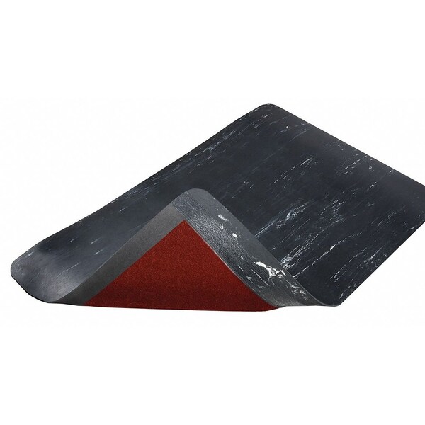 Notrax Antifatigue Mat, 3 ft L x 2 ft W, 1/2 in Thickness, Vinyl, Marble, Black/White - 470S2436BL