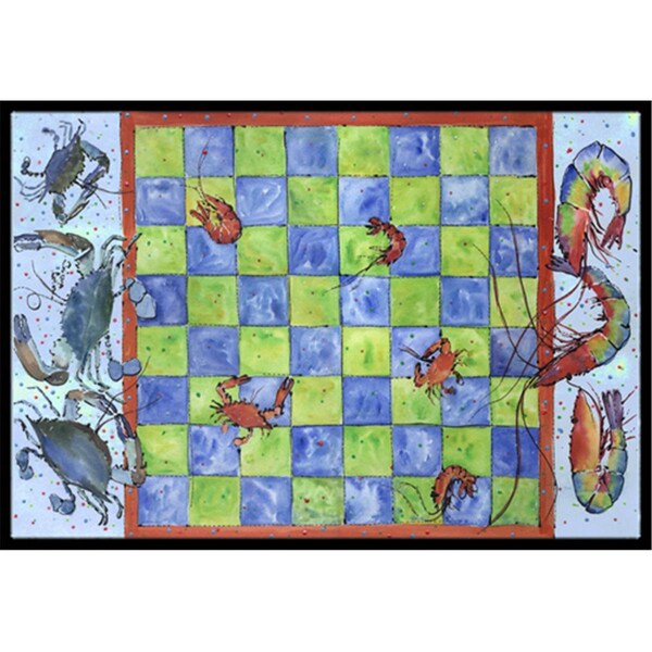 Carolines Treasures 18 x 27 In. Crab and Shrimp Checkerboard Indoor or Outdoor Mat - 8196MAT