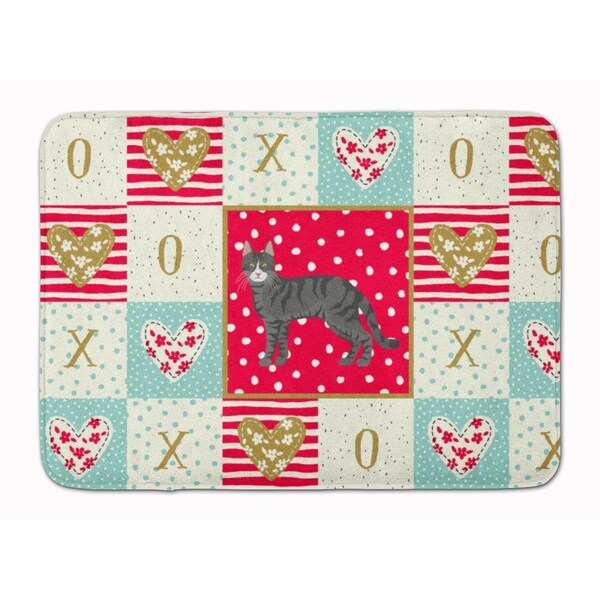 Carolines Treasures 19 x 27 in. Tricolour Aegean Cat Love Machine Washable Memory Foam Mat - CK5542RUG