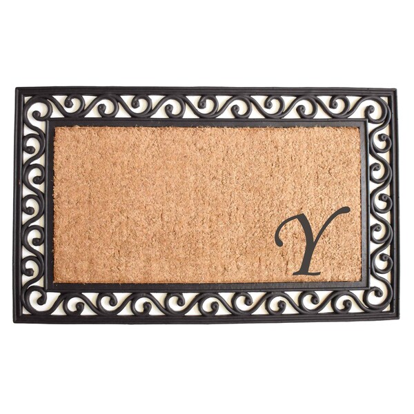Calloway Mills Monogram Door Mat, Coir, Black, Natural, 22 in W x 36 in L - 104022236Y