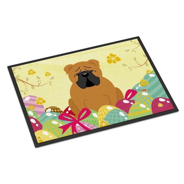 Carolines Treasures 24 x 36 in. Easter Eggs English Bulldog Red Indoor or Outdoor Mat - BB6122JMAT
