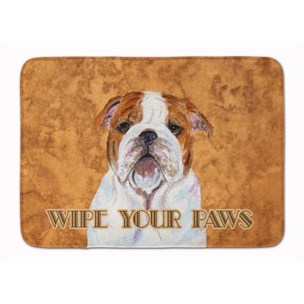 Carolines Treasures Bulldog English Wipe Your Paws Machine Washable Memory Foam Mat - SS4896RUG